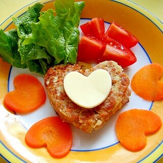 ワンコ用 バレンタイン♡ポテト野菜ハンバーグ